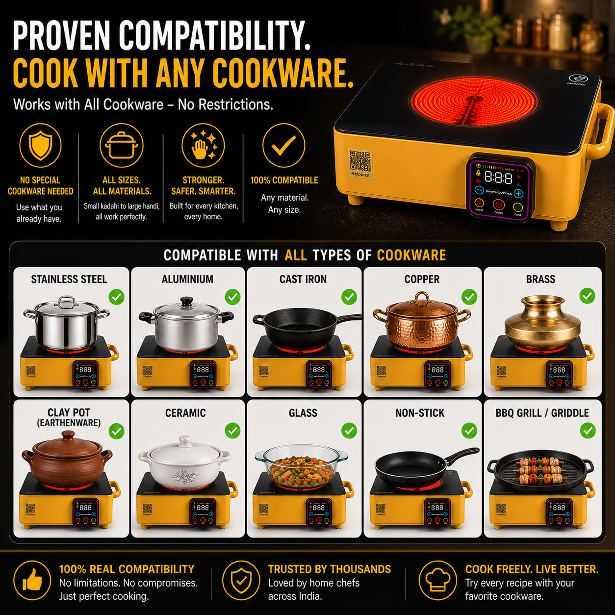 Cooka Smart Electric Cooktop – LPG Gas Alternative | yellow